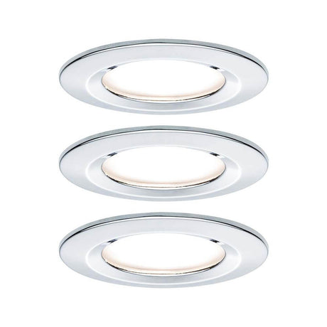 LED Nova Round Fixed recessed spotlight set IP44 GU10 Chrome - modern design with warm white light.