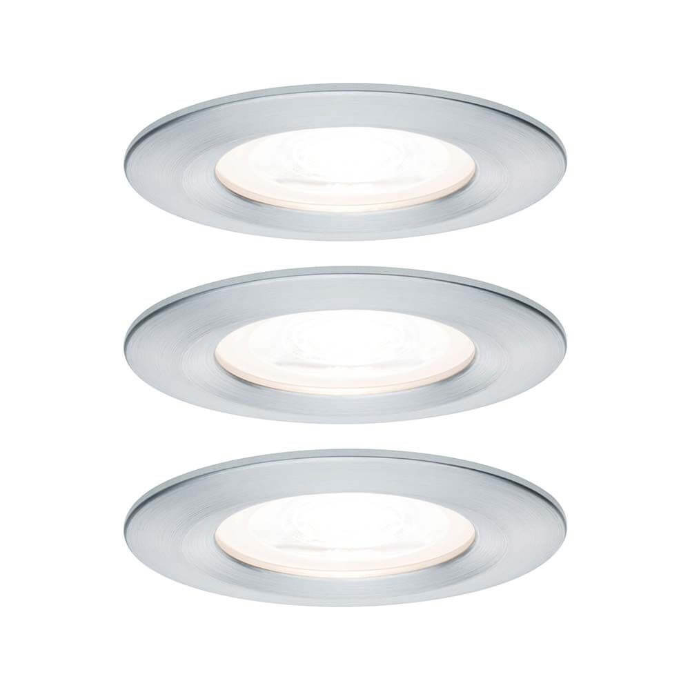Einbauleuchten-Set Nova rund starr LED IP44 3x6,5W 2700K GU10 mit modernem Design und warmweißem Licht.