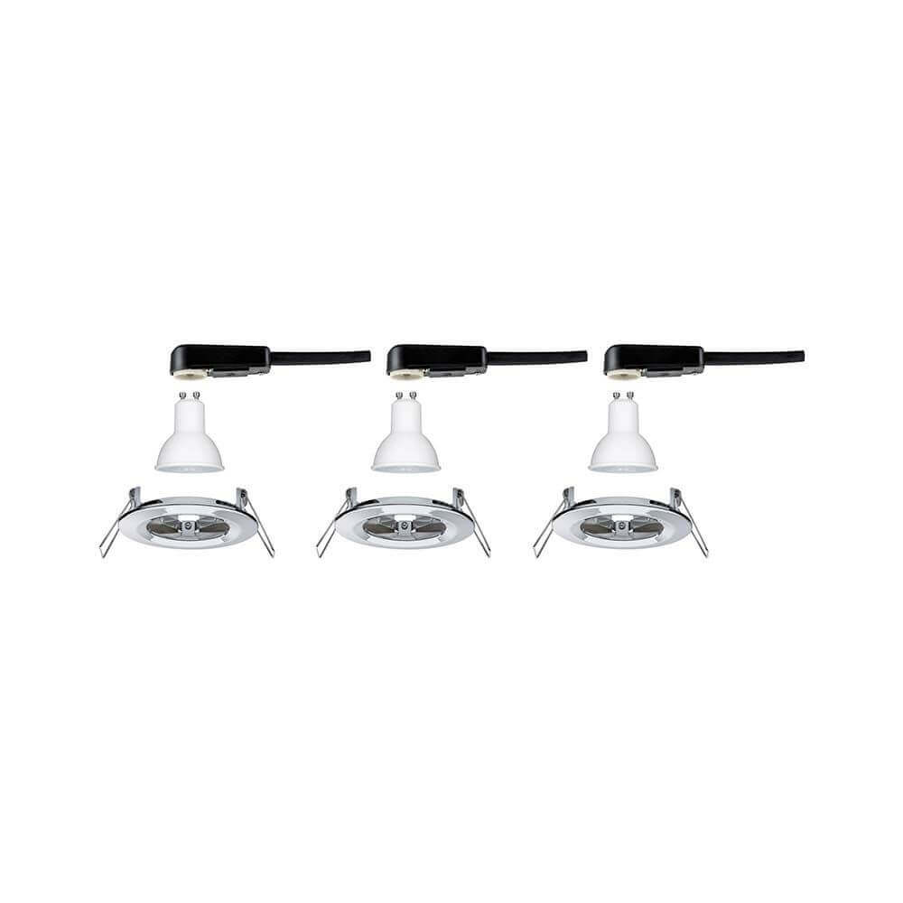 Sidurs Set Nova Round rigido LED IP44 3x6.5W 2700K GU10 Chrom