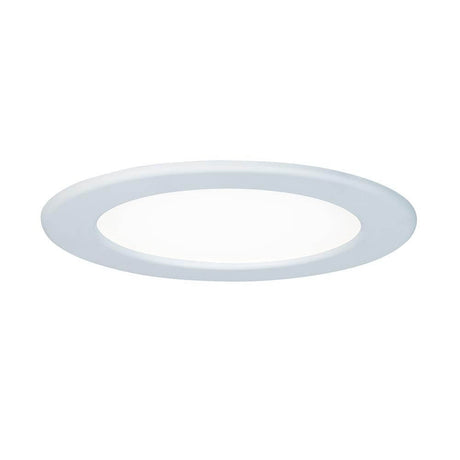 Recessed panel LED round 12W 4000K white IP44 in a slim, modern design form for damp rooms.