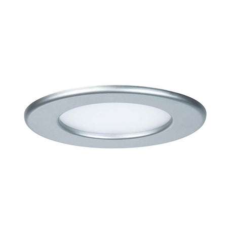 Recessed panel LED round 6W 4000K IP44 in silver, ideal for damp rooms and glare-free light