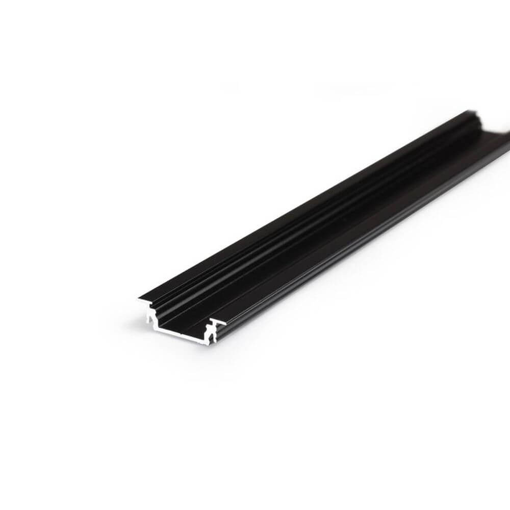 Einbauprofil flach 200cm Schwarz ohne Abdeckung für LED-Strips - Aluminiumprofil für LED-Installationen.