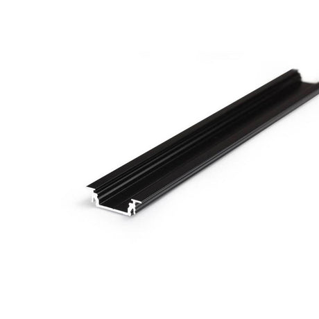 Monteringsprofil flad 200cm sort uden dæksel for LED-Strips - aluminiumsprofil til LED-Installationer.