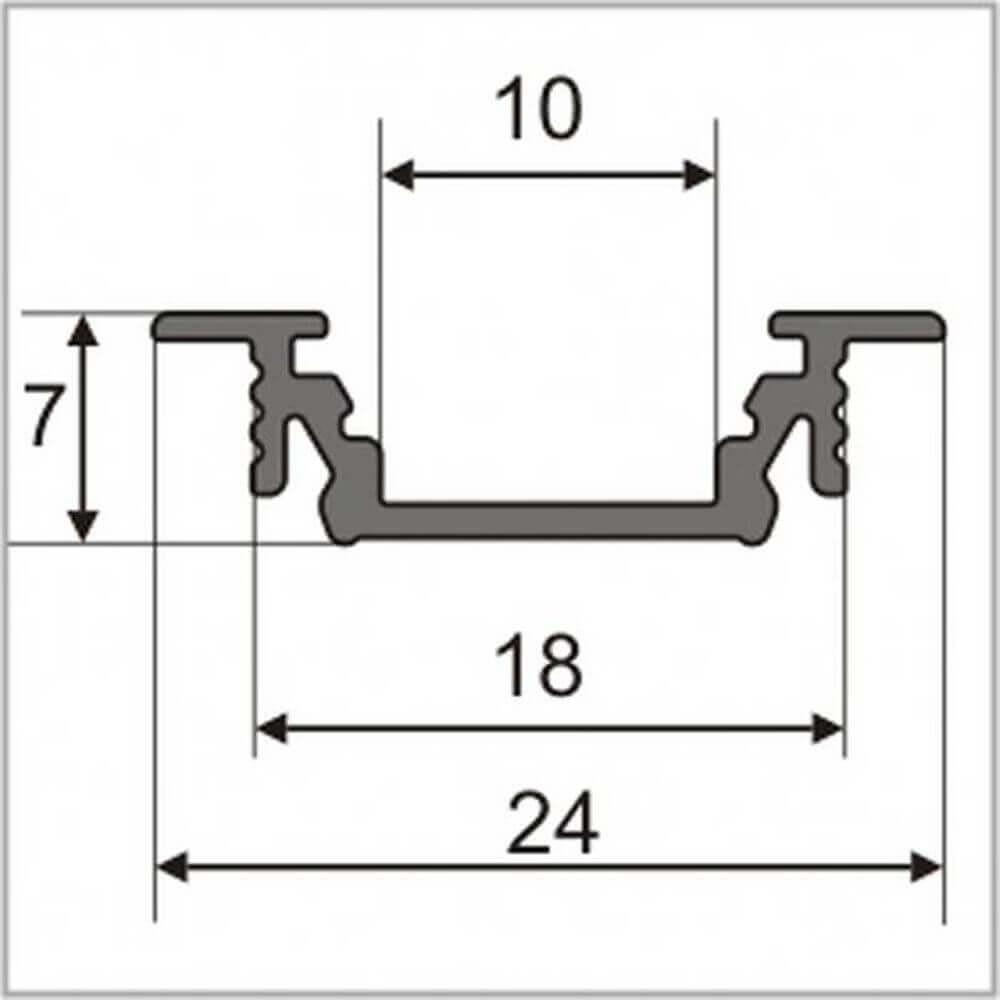Einbauprofil schmal 200cm Schwarz ohne Abdeckung für LED-Strips
