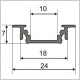 Einbauprofil schmal 200cm Schwarz ohne Abdeckung für LED-Strips