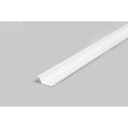 Slim recessed profile 200cm white without cover for LED strips on a grey background.