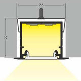 Einbauprofil tief 200cm Schwarz ohne Abdeckung für LED-Strips