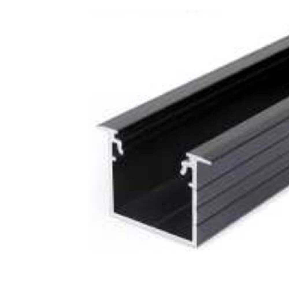 Einbauprofil tief 200cm Schwarz ohne Abdeckung für LED-Strips