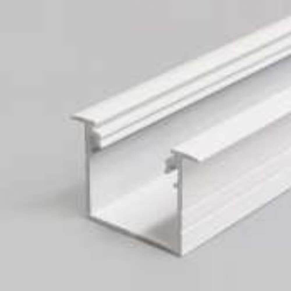 Einbauprofil tief 200cm Weiß ohne Abdeckung für LED-Strips, Aluminiumprofil für sauberes LED-Strip-System.
