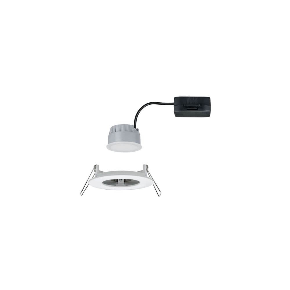 Einbaustrahler LED Nova rund 3-Stufen Dimmbar Weiß - Montageansicht mit flachem Design und Anschluss.