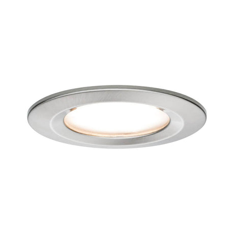 Einbaustrahler LED Nova rund Eisen-Gebürstet flache Bauform mit warmweißem Licht 2700K.