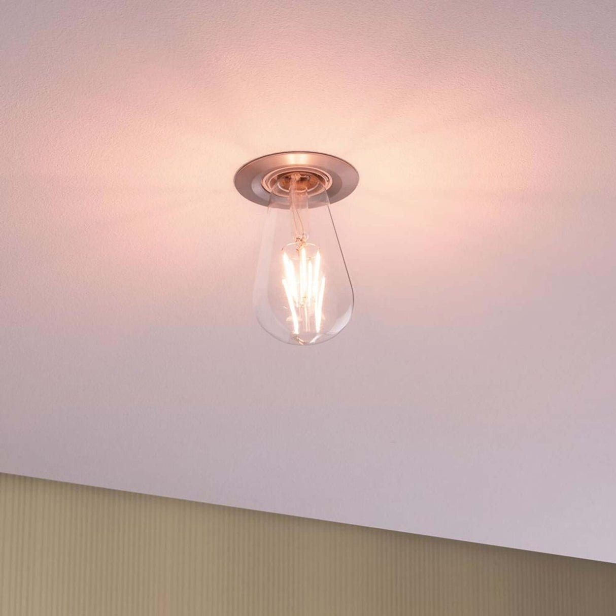 Einbaustrahler Nova starr mit E27 Fassung, schlichte Deckenlampe mit transparentem Glasdesign.