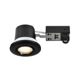 Einbaustrahler Umberto in Schwarz mit GU10-Fassung und IP44, ideal für Feuchträume und verschiedene Deckenmaterialien.