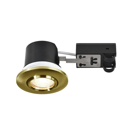 Einbaustrahler Umberto IP44 in Schwarz und Gold, ideal für verschiedene Deckenmaterialien.