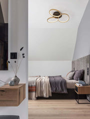 Elize LED Deckenleuchte 3-flammig Ø 55cm 3000K Schwarz, Gold moderne Deckenlampe im Schlafzimmer