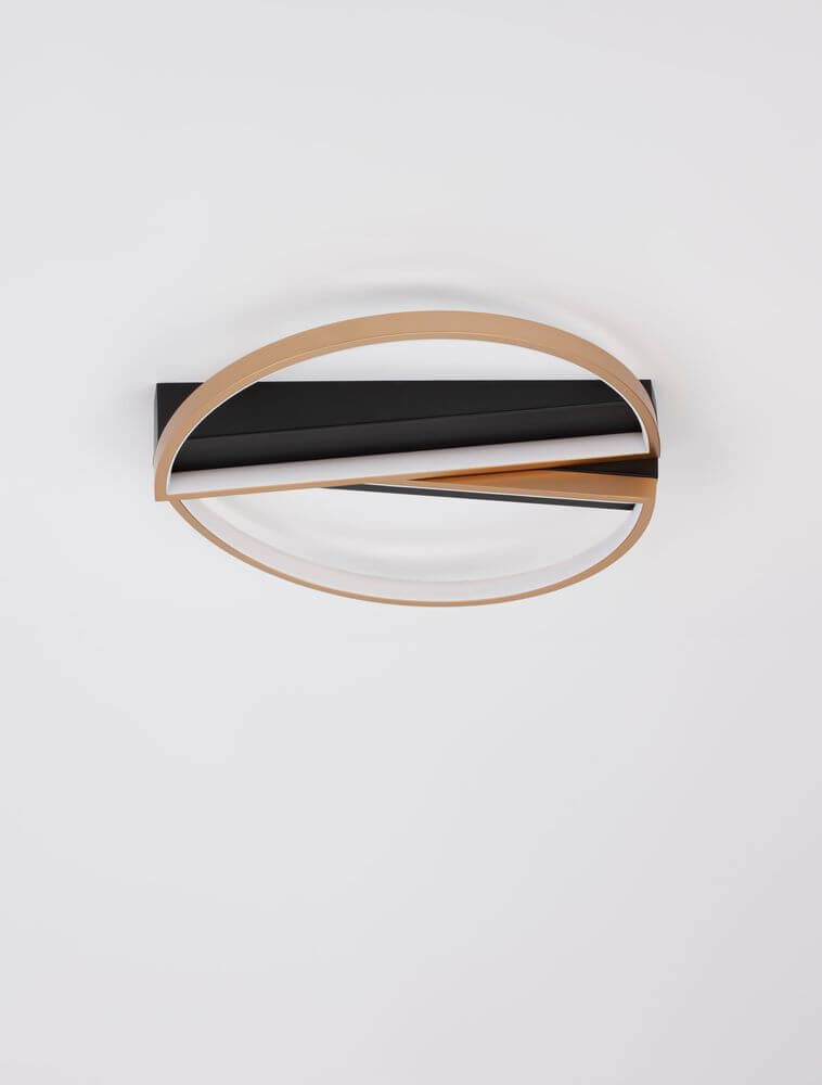 Elize LED Deckenleuchte Halbrund 2-flammig 3000K Schwarz, Gold in modernem Design