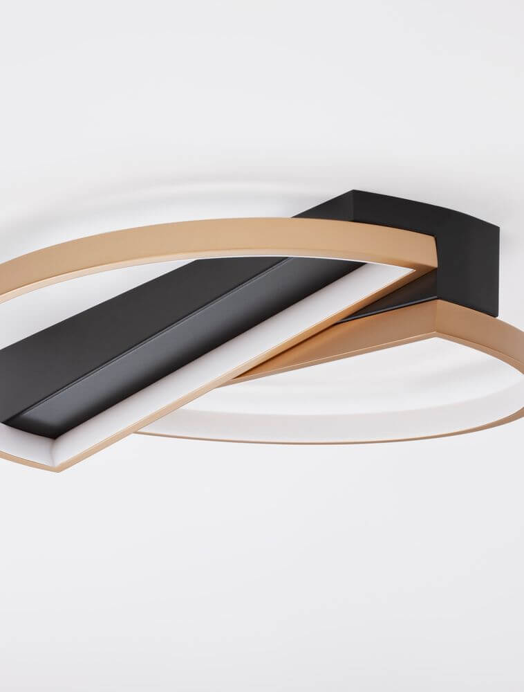 Elize LED Deckenleuchte Halbrund 2-flammig 3000K Schwarz, Gold in modernem Design