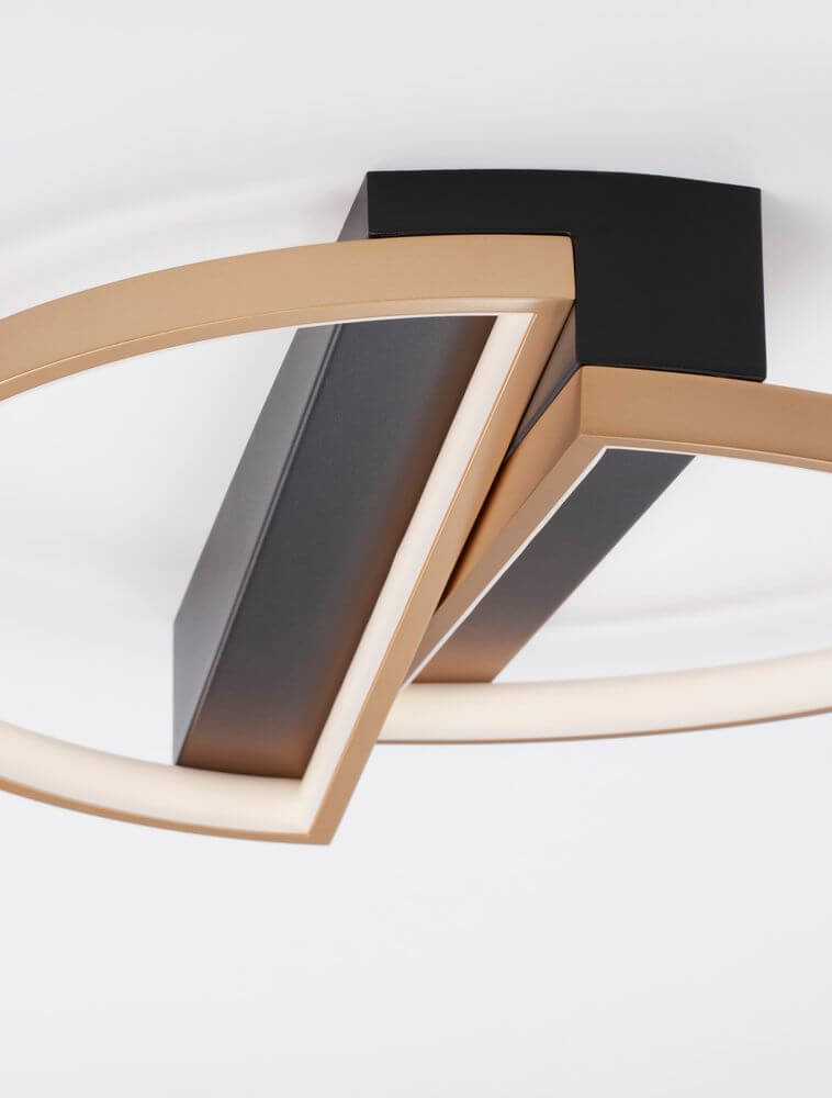 Elize LED Deckenleuchte Halbrund 2-flammig 3000K Schwarz, Gold Detailansicht von oben