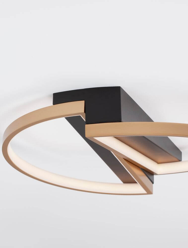 Elize LED Deckenleuchte Halbrund 2-flammig 3000K Schwarz, Gold von Nova Luce, modernes Design mit Aluminium und Kunststoff.