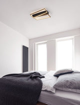 Elize Plafón LED rectangular 2 luces 3000K negro, dorado
