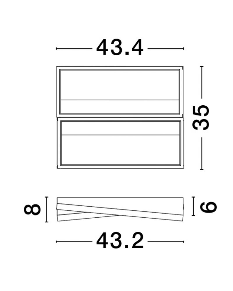 Elize Plafón LED rectangular 2 luces 3000K negro, dorado