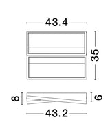 Elize Plafón LED rectangular 2 luces 3000K negro, dorado
