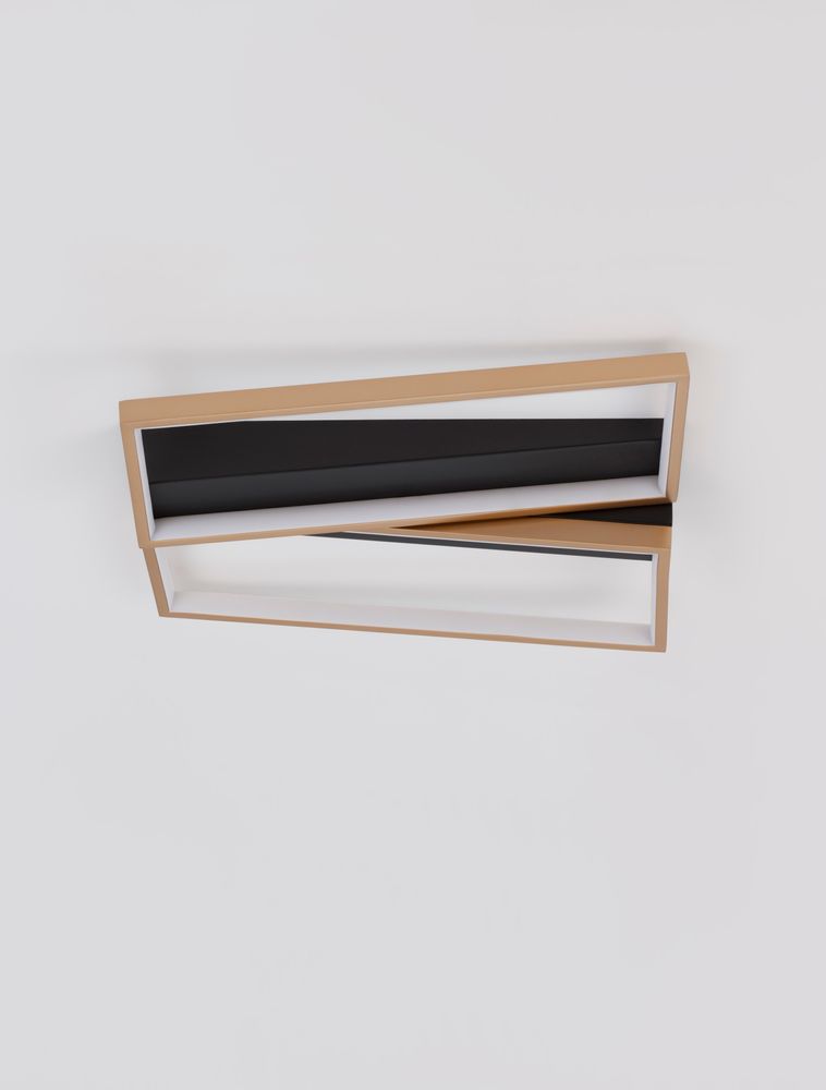Elize Plafón LED rectangular 2 luces 3000K negro, dorado