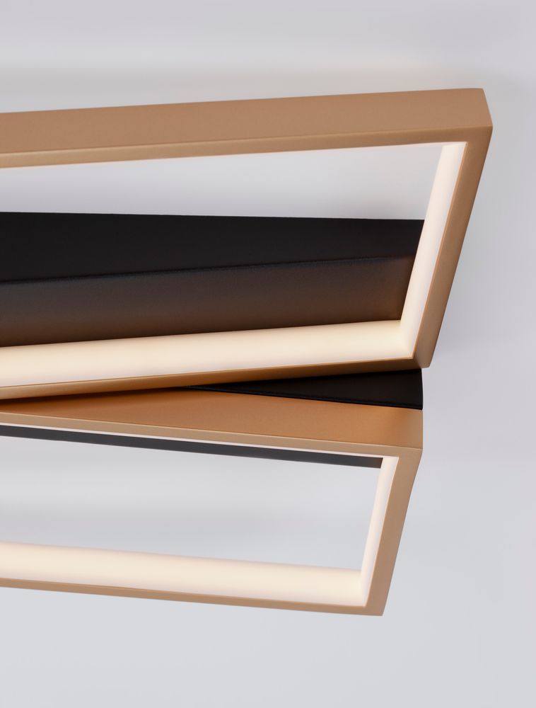 Elize Plafón LED rectangular 2 luces 3000K negro, dorado