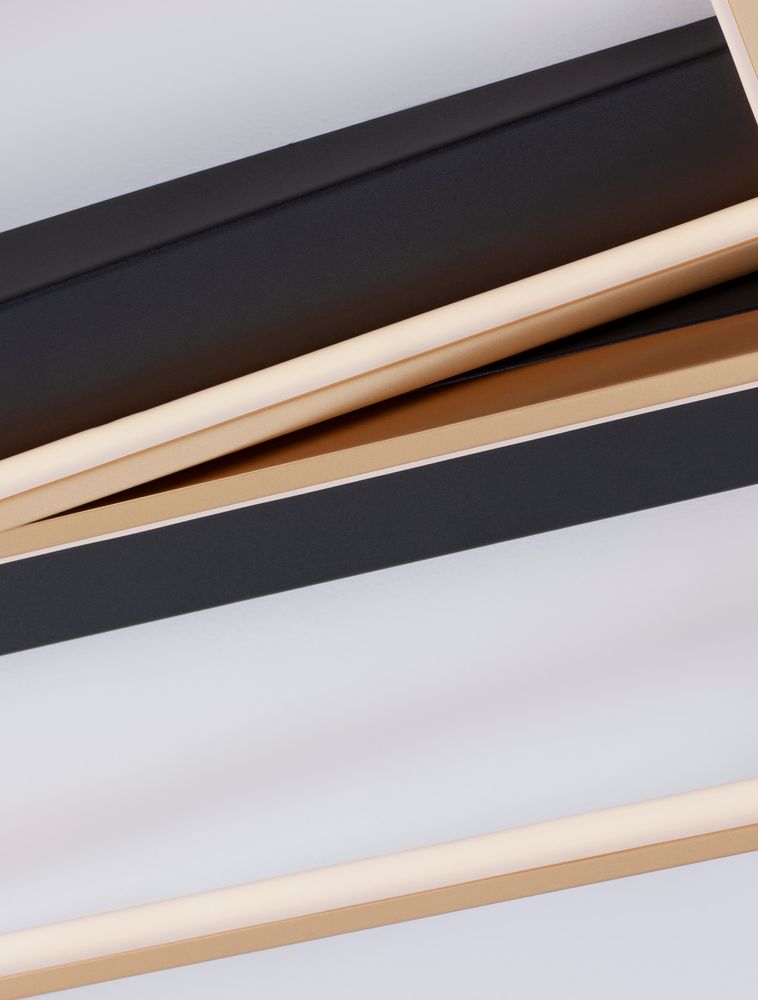 Elize Plafón LED rectangular 2 luces 3000K negro, dorado