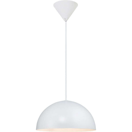 Ellen 30 pendant light with a large round shade made of mouth-blown glass in minimalist Scandinavian design.