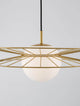 Ellery Pendelleuchte E27 Ø 45cm in elegantem Gold mit Glasoberfläche und modernem Design.