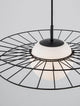 Ellery Pendelleuchte E27 Ø 45cm mit schwarzem Gitter und weißem Glasball in modernem Design
