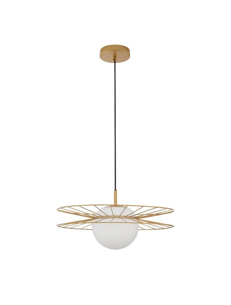 Ellery Pendelleuchte E27 Ø 45cm in elegantem Gold-Design mit Glas-Element für modernes Wohnen.