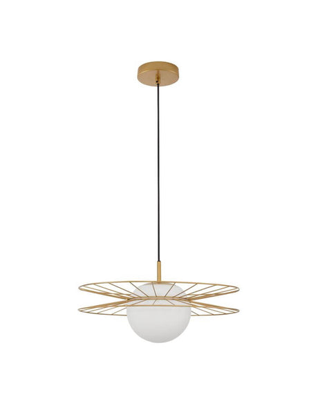 Ellery Pendelleuchte E27 Ø 45cm in elegantem Gold-Design mit Glas-Element für modernes Wohnen.