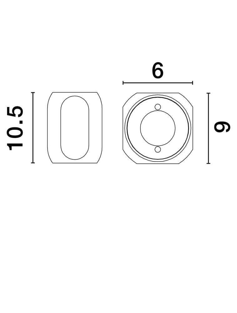 Elli LED Wandleuchte 3000K Schwarz, Braun - technische Zeichnung mit Abmessungen 10,5 cm und 6 cm.