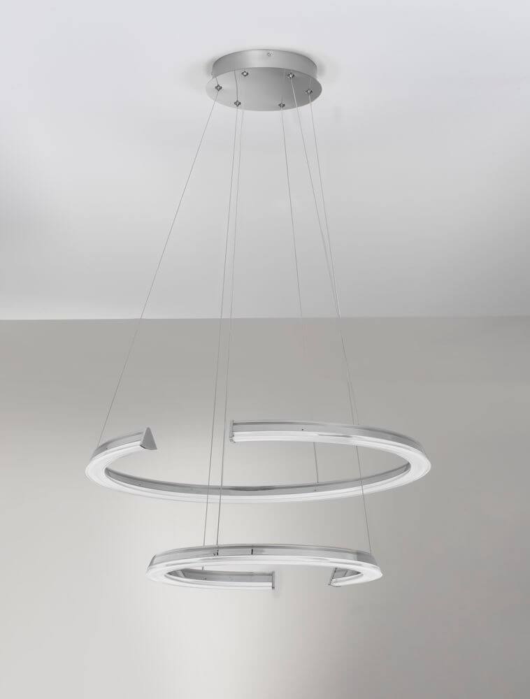 Elmo LED Pendelleuchte 2-flammig Ø 63cm 3500K Chrom mit modernem Design und Aluminiumfinish.