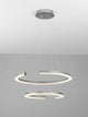 Elmo LED Pendelleuchte 2-flammig Ø 63cm 3500K Chrom in modernem Design mit silberner Aluminium-Oberfläche.