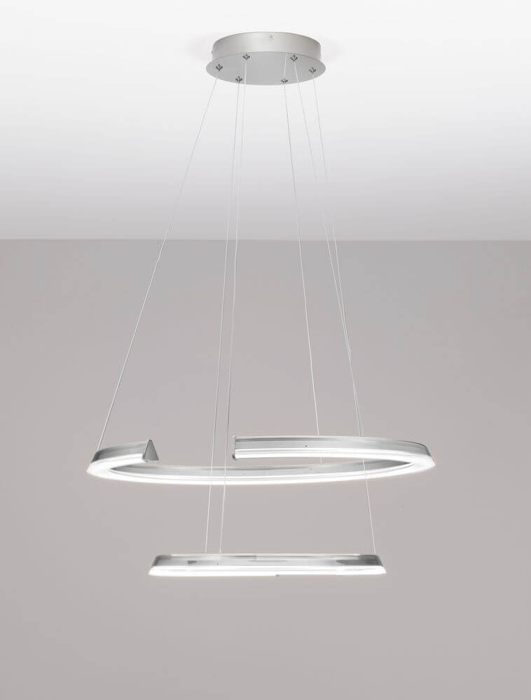 Elmo LED Pendelleuchte 2-flammig Ø 63cm 3500K Chrom, moderne silberne Lampe für Wohn- und Esszimmer.