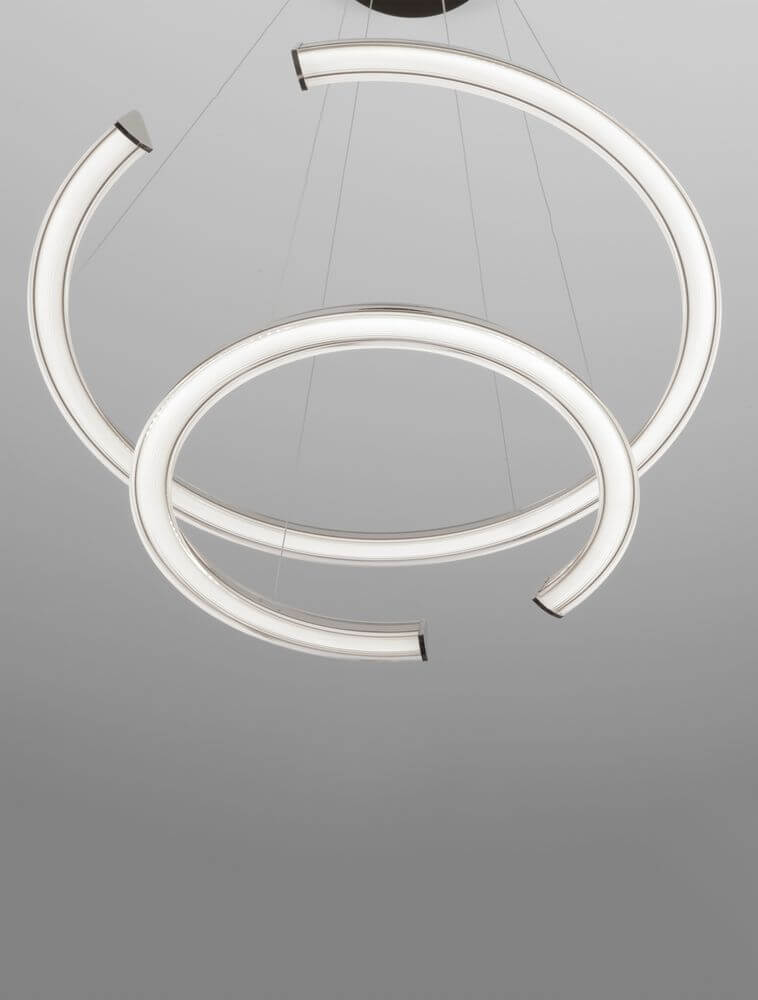 Elmo LED Pendelleuchte 2-flammig Ø 63cm 3500K Chrom in modernem Design, ideal für Wohn- und Esszimmer.