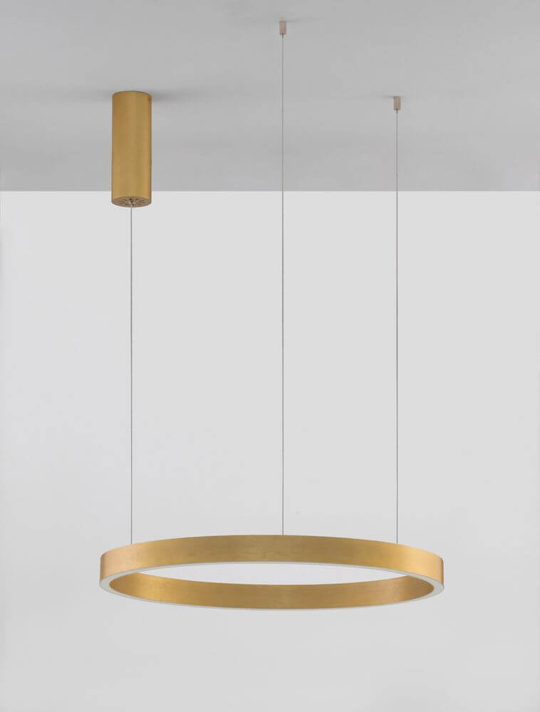 Elowen LED Pendelleuchte Ø 60cm 3000K Up & Down mit modernem Design in goldener Lackierung.