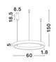 Elowen LED Pendelleuchte Ø 60cm 3000K Up & Down technische Zeichnung mit Abmessungen.
