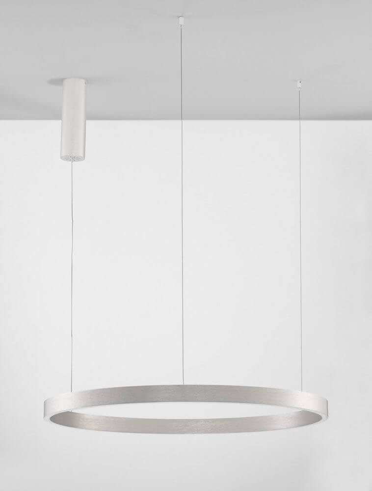 Elowen LED Pendelleuchte Ø 80cm 3000K Up & Down in elegantem Weiß mit zirkulärem Aluminium-Schirm