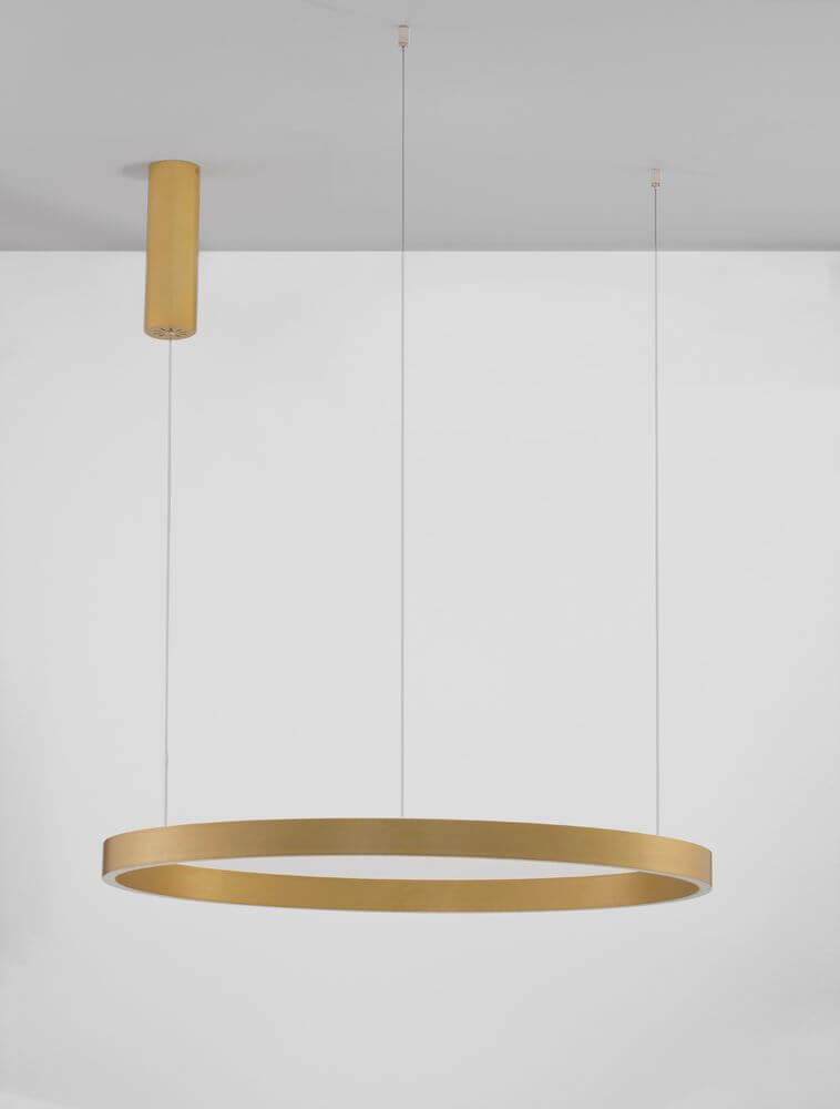 Elowen LED Pendelleuchte Ø 80cm 3000K Up & Down in elegantem Gold, modernes Design für zeitgemäße Innenräume.