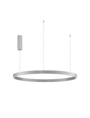 Elowen LED Pendelleuchte Ø 98cm 3000K Up & Down in Silber-Gebürstet, moderne Ring-Pendelleuchte von Nova Luce
