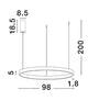 Maßzeichnung der Elowen LED Pendelleuchte Ø 98cm 3000K Up & Down mit Dimensionen