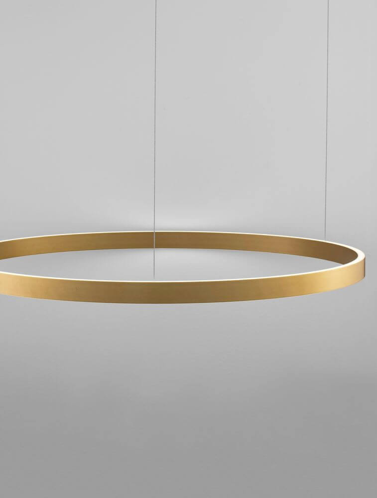 Elowen LED Pendelleuchte Ø 98cm 3000K Up & Down in elegantem Gold-Design, moderne Hängeleuchte für Wohnräume.