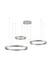 Elowen LED Pendelleuchte 3-flammig 3000K Up & Down in modernem Silberdesign mit minimalistischen Ringen.
