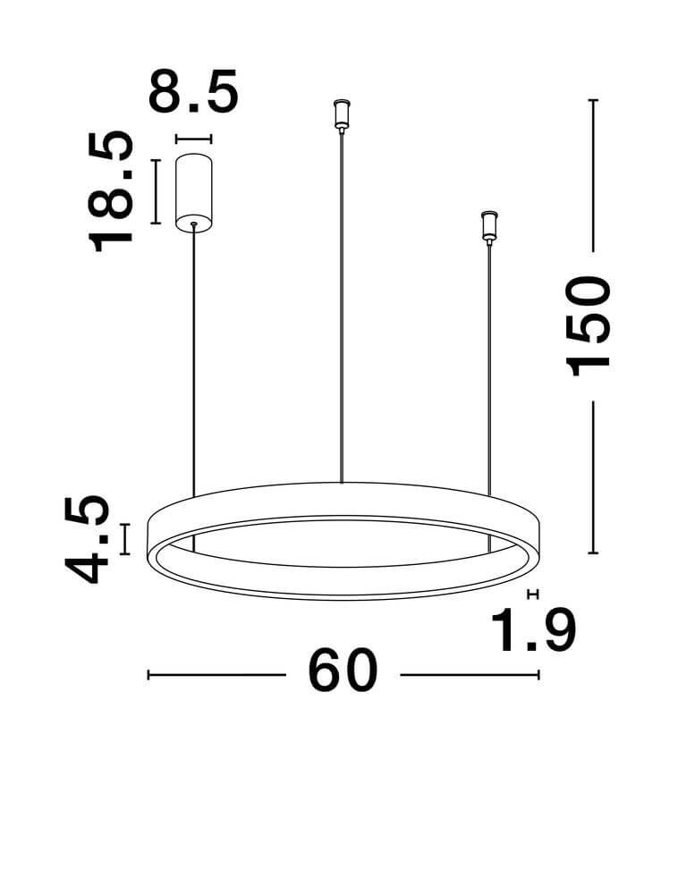 Elowen LED Pendelleuchte 3000K Up & Down Braun technische Zeichnung mit Abmessungen