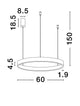 Elowen LED Pendelleuchte 3000K Up & Down Braun technische Zeichnung mit Abmessungen