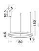 Technische Zeichnung der Elowen LED Pendelleuchte 3000K Up & Down Braun mit Abmessungen.